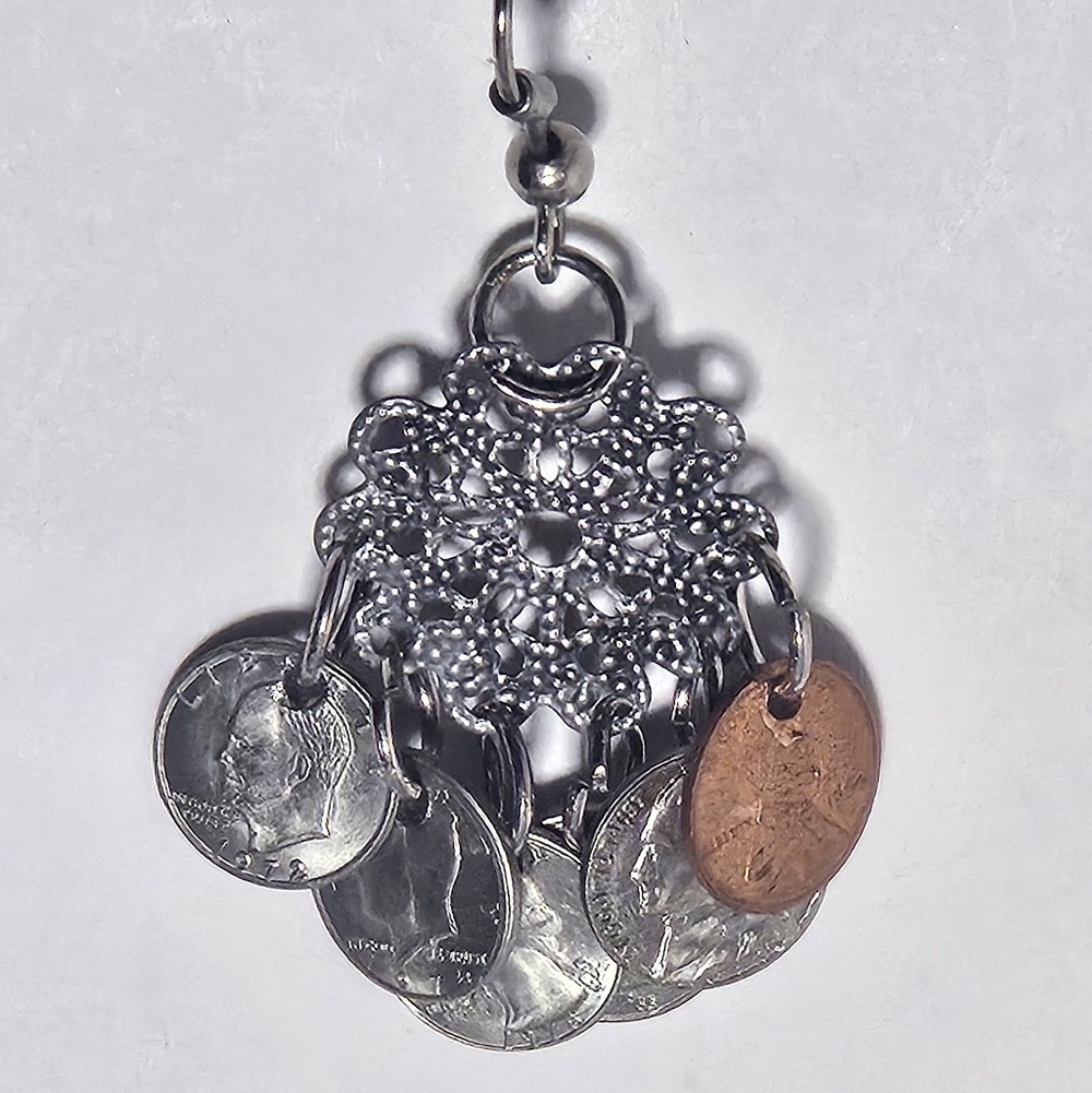 Elegant Silver and Copper Coin Earrings